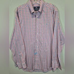 Vineyard Vines Slim Fit Whale Shirt Men’s Large Red Blue Plaid Button Down Shirt
